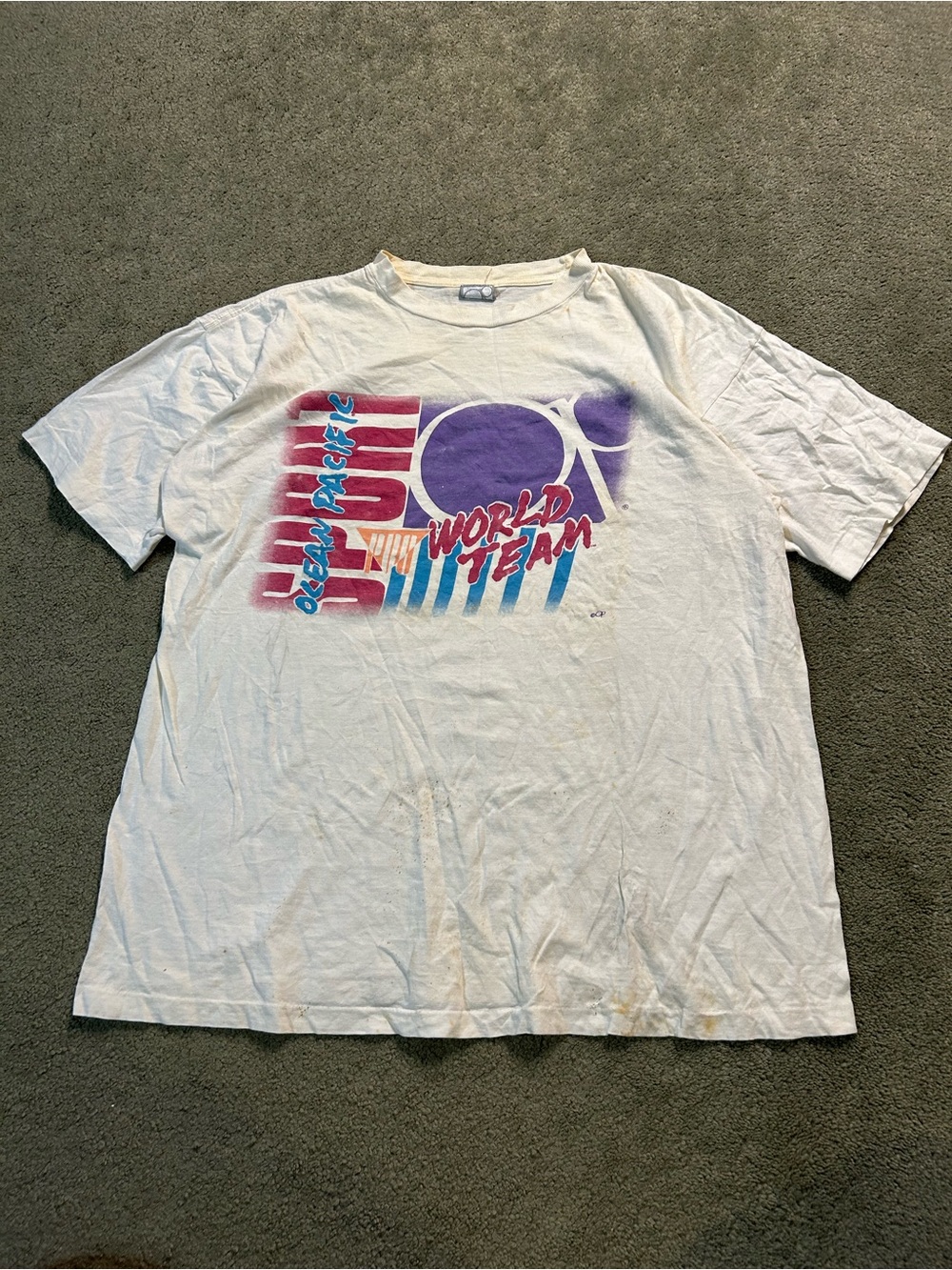 Vintage 90s Ocean Pacific Sport OP T Shirt Size XL Single stitch Surf Y2K